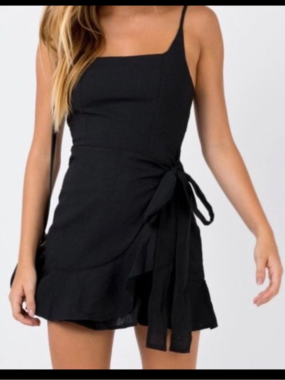 Princess Polly Black Mini Wrap Sundress